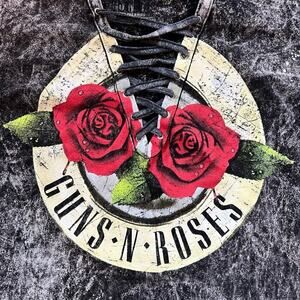 Guns & Roses V-neck T-Shirt with ties, black distressed women's XS-S